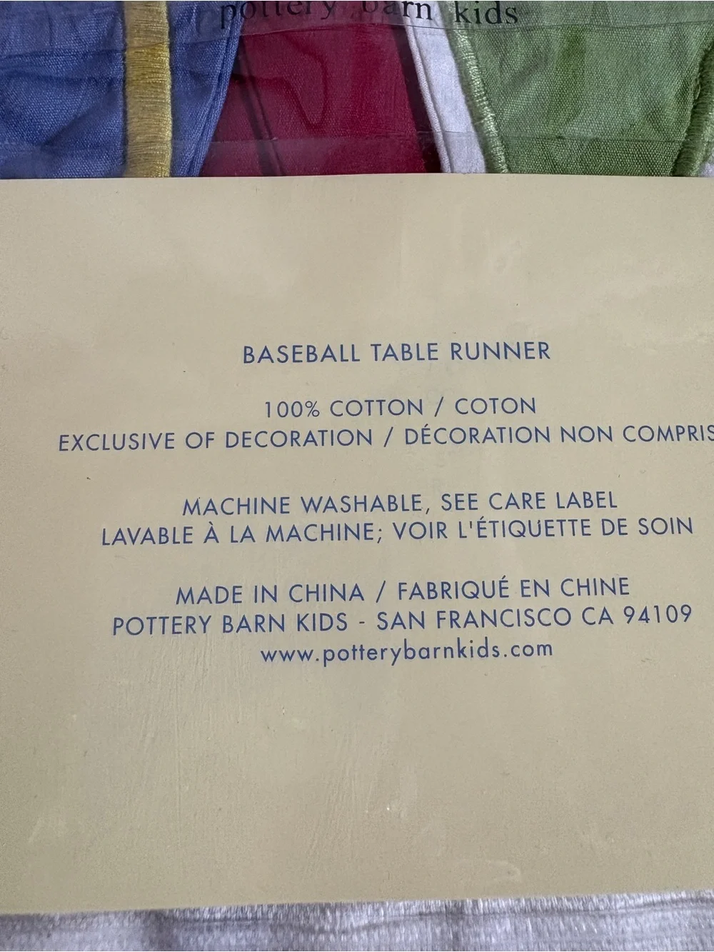 Pottery Barn Kids Baseball table runner Special occasion birthday linens
